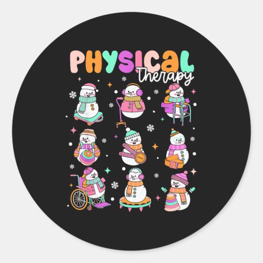 Physical Therapy Christmas Shirt Pt Christmas Snow Ronde Sticker (Voorkant)