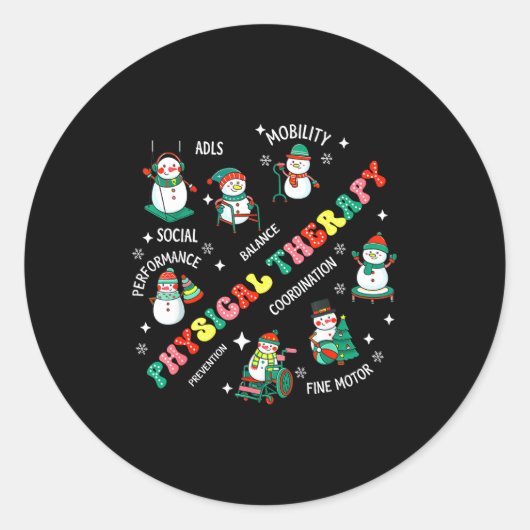 Physical Therapy Christmas Snowman Pt Physical The Ronde Sticker (Voorkant)