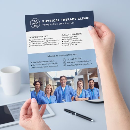 Physical Therapy Clinic Custom Logo Photo QR Flyer