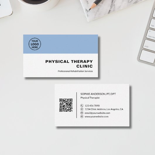 Physical Therapy Clinic Professional Logo QR Visitekaartje