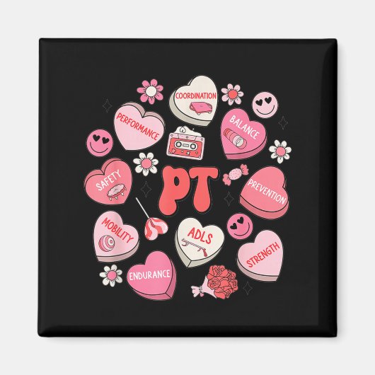 Physical Therapy Groovy Valentine's Day Heart Cand Magneet (Voorkant)
