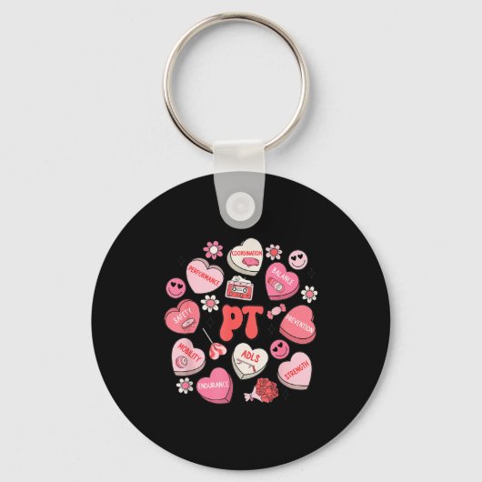 Physical Therapy Groovy Valentine's Day Heart Cand Sleutelhanger (Voorkant)