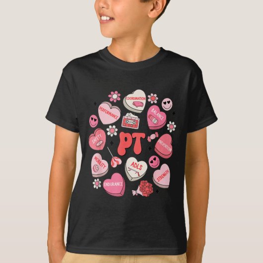 Physical Therapy Groovy Valentine's Day Heart Cand T-shirt (Voorkant)