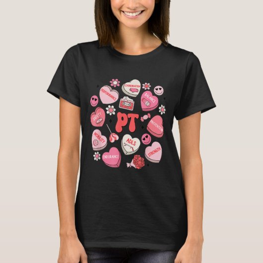 Physical Therapy Groovy Valentine's Day Heart Cand T-shirt (Voorkant)