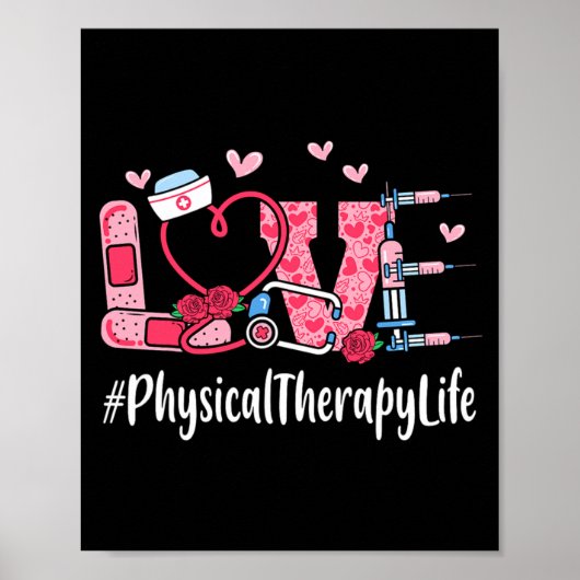Physical Therapy Love Valentine Day Women Heart Ap Poster (Voorkant)