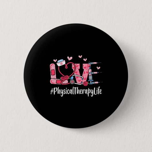 Physical Therapy Love Valentine Day Women Heart Ap Ronde Button 5,7 Cm (Voorkant)