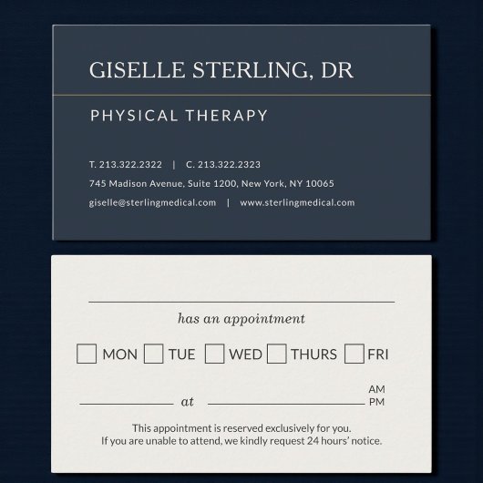 Physical Therapy Office Appointment Reminder Visitekaartje