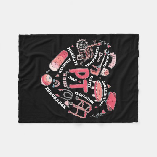 Physical Therapy Pt Valentine Heart Shape Physical Fleece Deken (Voorkant (Horizontaal))