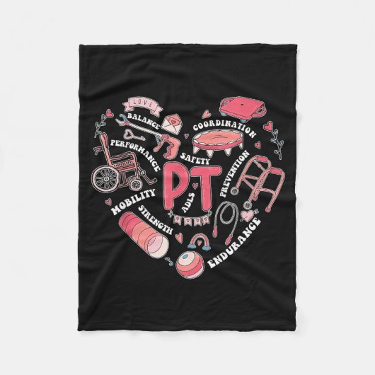 Physical Therapy Pt Valentine Heart Shape Physical Fleece Deken (Voorkant)