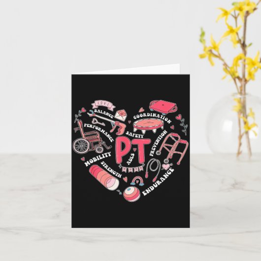 Physical Therapy Pt Valentine Heart Shape Physical Kaart (Gele Bloem)