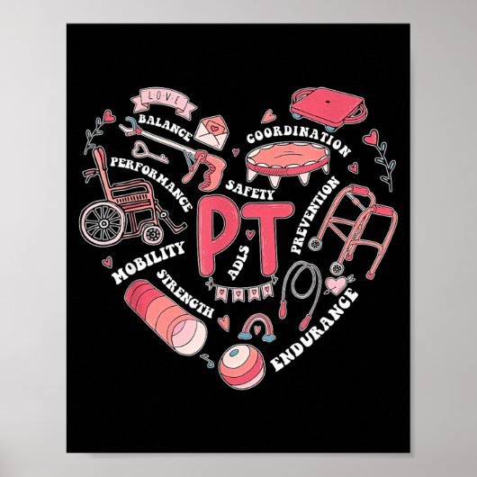 Physical Therapy Pt Valentine Heart Shape Physical Poster (Voorkant)