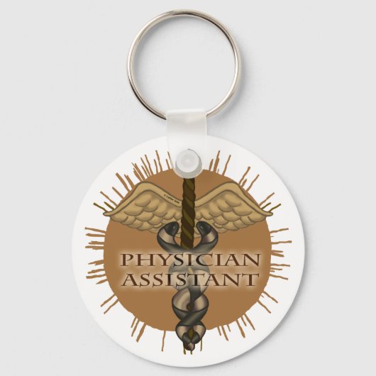 Physician Assistant Caduceus custom name Keychain (Voorkant)