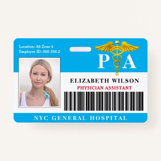 PHYSICIAN ASSISTANT | Foto-ID Ziekenhuiswerknemer Badge (Voorkant)