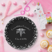 Physician Assistant PA Graduation Black Silver Papieren Bordje (Feest)