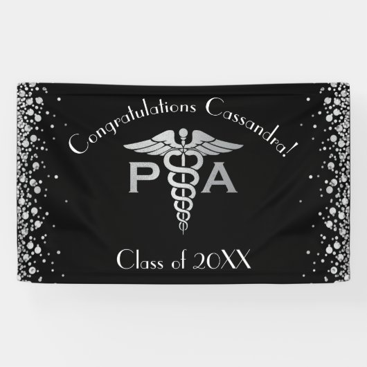 Physician Assistant PA Graduation Black Silver Spandoek (Horizontaal)