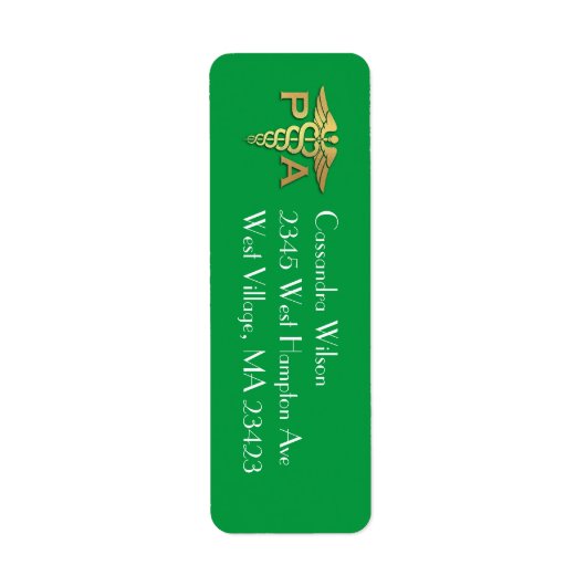 Physician Assistant PA Graduation Green Gold Etiket (Voorkant)