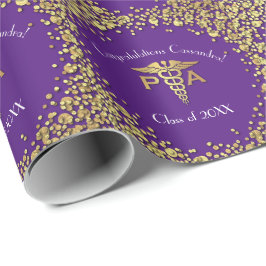 Physician Assistant PA Graduation Purple Gold Cadeaupapier