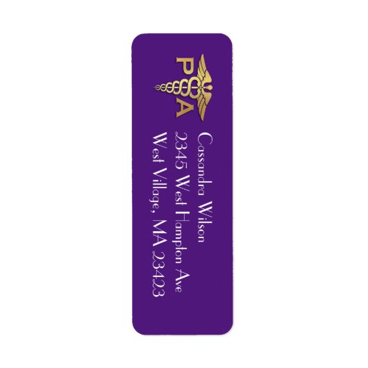 Physician Assistant PA Graduation Purple Gold Etiket (Voorkant)