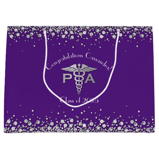 Physician Assistant PA Graduation Purple Silver Groot Cadeauzakje (Voorkant)