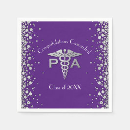 Physician Assistant PA Graduation Purple Silver Servet