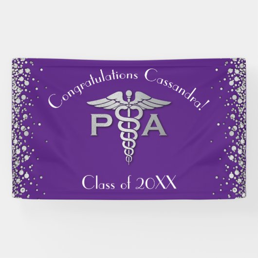 Physician Assistant PA Graduation Purple Silver Spandoek (Horizontaal)