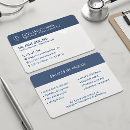 Physician Medical Clinic Minimalist Navy Blue Visitekaartje