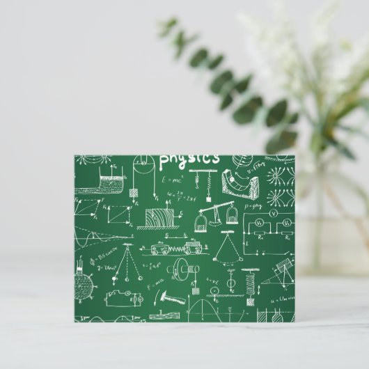 Physics Chalkboard Pattern Briefkaart (Staand voorkant)