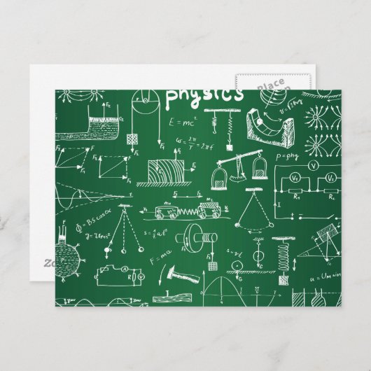 Physics Chalkboard Pattern Briefkaart (Voorkant / Achterkant)