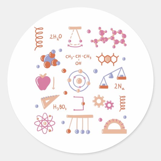 Physics elements ronde sticker (Voorkant)