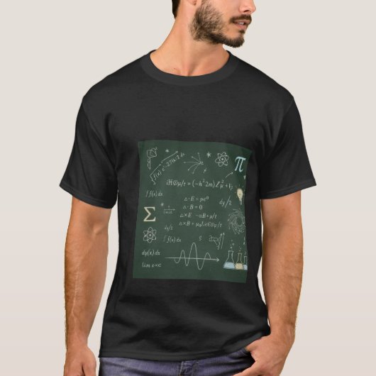 Physics & Math Chalkboard Equations T-Shirt | Scie (Voorkant)