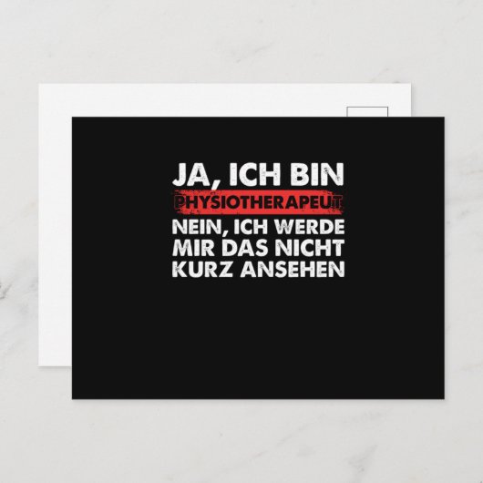 Physiotherapeut Arzt Medizin Physiotherapie Therap Briefkaart (Voorkant / Achterkant)