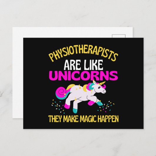 Physiotherapeut Unicorn, Magical Unicorn Physio Briefkaart (Voorkant / Achterkant)