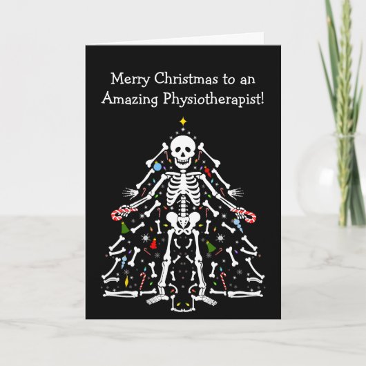 Physiotherapist Merry Christmas Tree Skeleton Kaart (Voorkant)