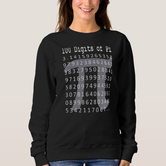 Pi 100 cijfers van de Wiskunde van het symbool Pi Trui (Voorkant)