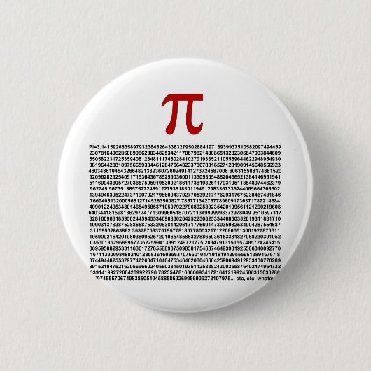 Pi = 3,141592653589 enz. Wat dan ook. Ronde Button 5,7 Cm (Voorkant)