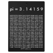 pi= 3,14159 Black White Wiskunde Science pi Day Di Klembord (Achterkant)