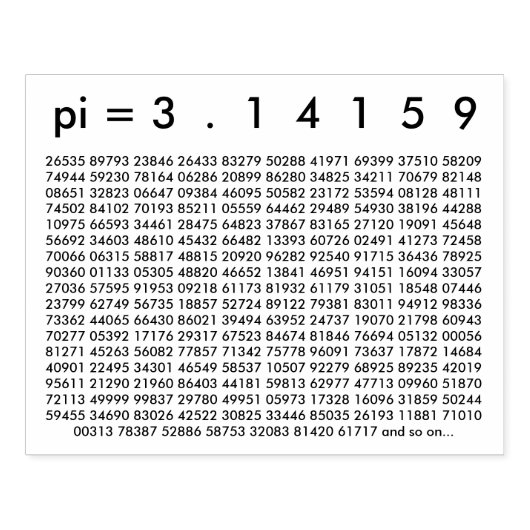 pi= 3,14159 Black White Wiskunde Science pi Day Di Rubberstempel (Afrduk)