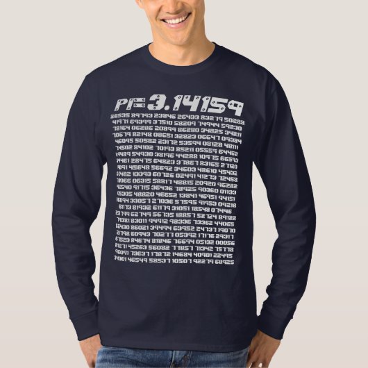 pi= 3.14159 etc. op Wiskunde Mode pi Dag Digits T-shirt (Voorkant)