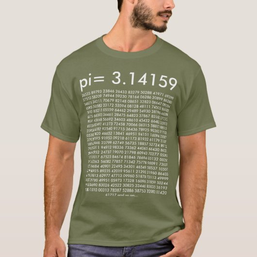 pi= 3,14159 Wiskunde Wetenschap Mode pi Dag Digits T-shirt (Voorkant)