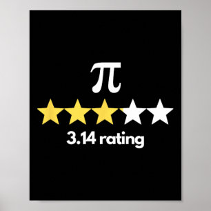PI 3.14 Sterren Beoordeling Funny Pi Humor Pi Dag Poster