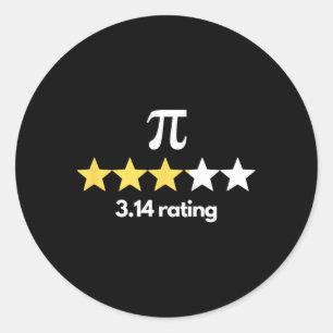 PI 3.14 Sterren Beoordeling Funny Pi Humor Pi Dag  Ronde Sticker