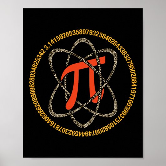 Pi Atom - Pi Dag en Wiskunde Liefhebber Gift Poster (Voorkant)