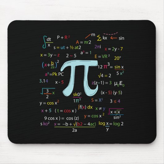 Pi Circle Number Formulas Nerdy Wiskundigen Pi Muismat (Voorkant)