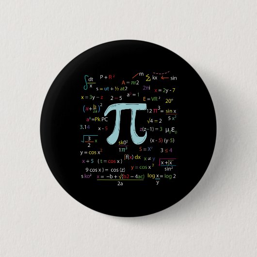 Pi Circle Number Formulas Nerdy Wiskundigen Pi Ronde Button 5,7 Cm (Voorkant)