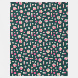 Pi Circles and Bars Pattern 271019v1 - Donkergroen Fleece Deken