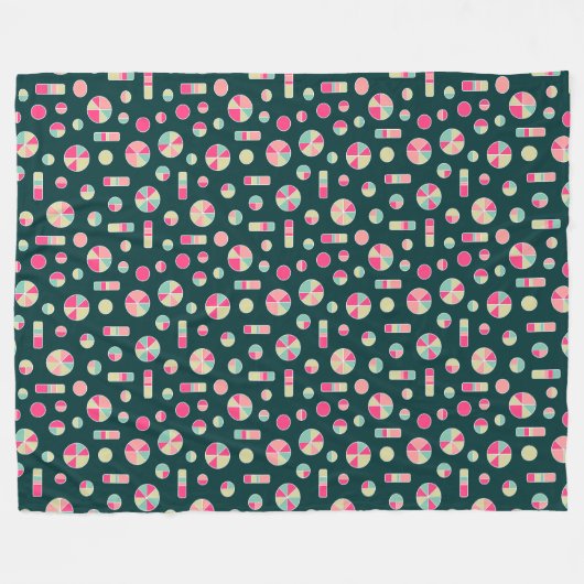 Pi Circles and Bars Pattern 271019v1 - Donkergroen Fleece Deken (Voorkant (Horizontaal))