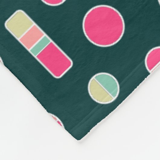 Pi Circles and Bars Pattern 271019v1 - Donkergroen Fleece Deken (Hoek)