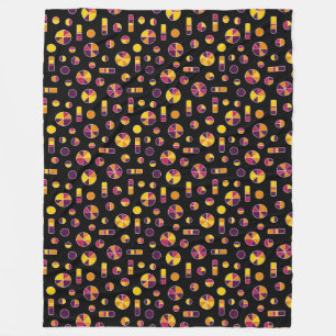 Pi Circles en Bars Pattern 271019v2 - Zwart Fleece Deken