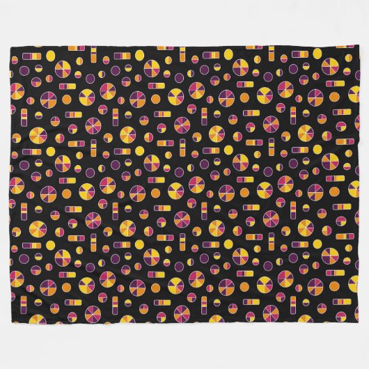 Pi Circles en Bars Pattern 271019v2 - Zwart Fleece Deken (Voorkant (Horizontaal))