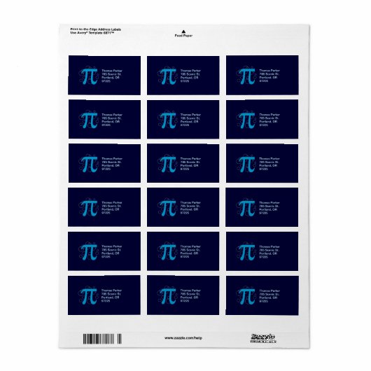Pi-cirkels Etiket (Full Sheet)